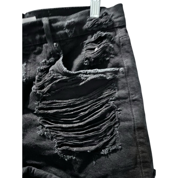 Good American Black Distressed Cut Off Denim Jean Shorts Size 6/28 Women's - Picture 4 of 5